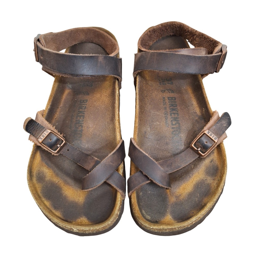 Birkenstock Yara Habana Oiled Leather Sandals Ankle Strap Brown Women's 6.5US 37